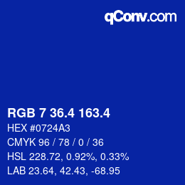 カラーコード: RGB 7 36.4 163.4 | qconv.com