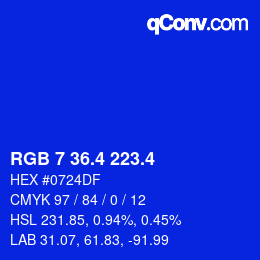 カラーコード: RGB 7 36.4 223.4 | qconv.com