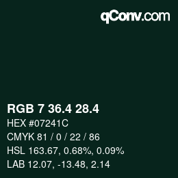 カラーコード: RGB 7 36.4 28.4 | qconv.com