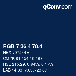 カラーコード: RGB 7 36.4 78.4 | qconv.com