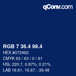 カラーコード: RGB 7 36.4 98.4 | qconv.com