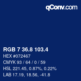 カラーコード: RGB 7 36.8 103.4 | qconv.com