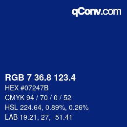 カラーコード: RGB 7 36.8 123.4 | qconv.com