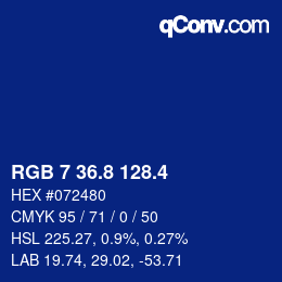 カラーコード: RGB 7 36.8 128.4 | qconv.com