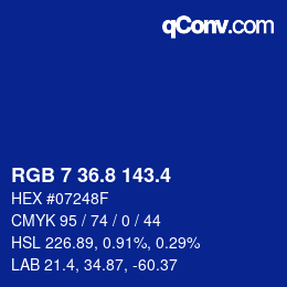 カラーコード: RGB 7 36.8 143.4 | qconv.com