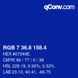 カラーコード: RGB 7 36.8 158.4 | qconv.com