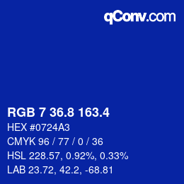 カラーコード: RGB 7 36.8 163.4 | qconv.com