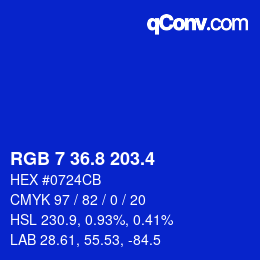 カラーコード: RGB 7 36.8 203.4 | qconv.com
