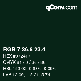カラーコード: RGB 7 36.8 23.4 | qconv.com