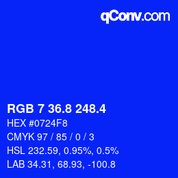 カラーコード: RGB 7 36.8 248.4 | qconv.com