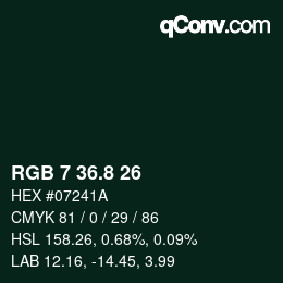 カラーコード: RGB 7 36.8 26 | qconv.com