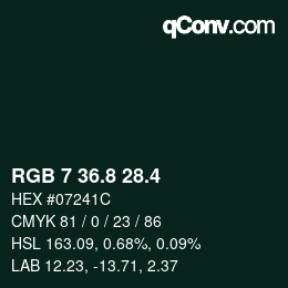 カラーコード: RGB 7 36.8 28.4 | qconv.com