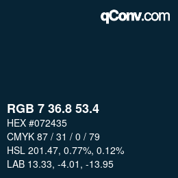 カラーコード: RGB 7 36.8 53.4 | qconv.com