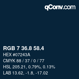 カラーコード: RGB 7 36.8 58.4 | qconv.com