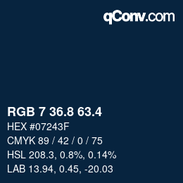 カラーコード: RGB 7 36.8 63.4 | qconv.com
