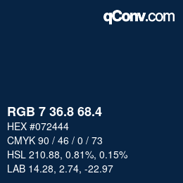 カラーコード: RGB 7 36.8 68.4 | qconv.com