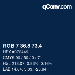 カラーコード: RGB 7 36.8 73.4 | qconv.com
