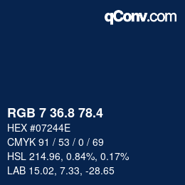 カラーコード: RGB 7 36.8 78.4 | qconv.com
