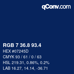 カラーコード: RGB 7 36.8 93.4 | qconv.com