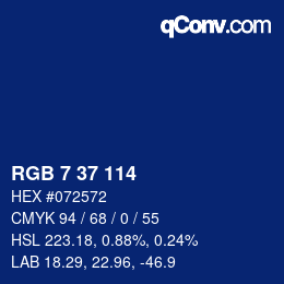 カラーコード: RGB 7 37 114 | qconv.com