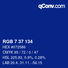カラーコード: RGB 7 37 134 | qconv.com