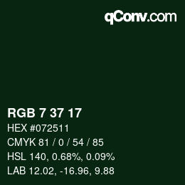 カラーコード: RGB 7 37 17 | qconv.com