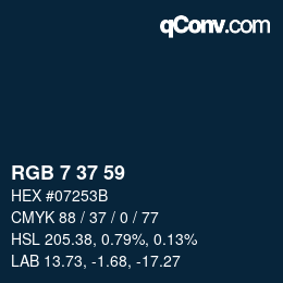 颜色代码: RGB 7 37 59 | qconv.com