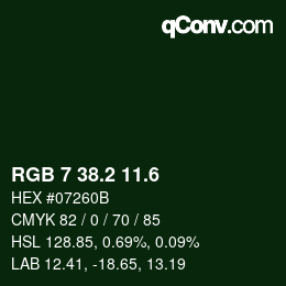 カラーコード: RGB 7 38.2 11.6 | qconv.com
