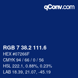 カラーコード: RGB 7 38.2 111.6 | qconv.com