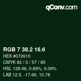 カラーコード: RGB 7 38.2 16.6 | qconv.com