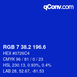 カラーコード: RGB 7 38.2 196.6 | qconv.com