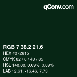 カラーコード: RGB 7 38.2 21.6 | qconv.com
