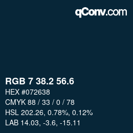 カラーコード: RGB 7 38.2 56.6 | qconv.com