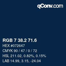 カラーコード: RGB 7 38.2 71.6 | qconv.com