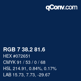 カラーコード: RGB 7 38.2 81.6 | qconv.com