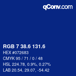 カラーコード: RGB 7 38.6 131.6 | qconv.com