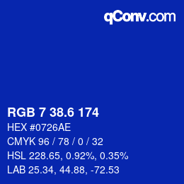 カラーコード: RGB 7 38.6 174 | qconv.com