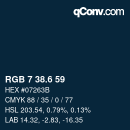 カラーコード: RGB 7 38.6 59 | qconv.com