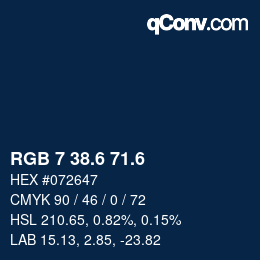カラーコード: RGB 7 38.6 71.6 | qconv.com