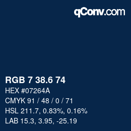 カラーコード: RGB 7 38.6 74 | qconv.com