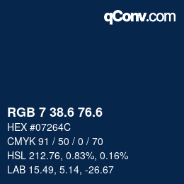 カラーコード: RGB 7 38.6 76.6 | qconv.com