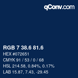 カラーコード: RGB 7 38.6 81.6 | qconv.com