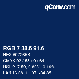 カラーコード: RGB 7 38.6 91.6 | qconv.com