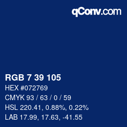 颜色代码: RGB 7 39 105 | qconv.com