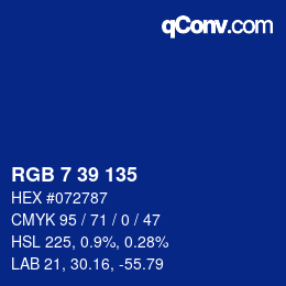 カラーコード: RGB 7 39 135 | qconv.com