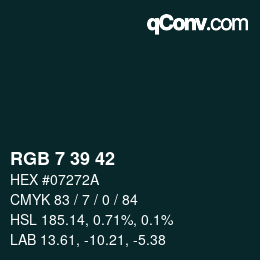 Farbcode: RGB 7 39 42 | qconv.com