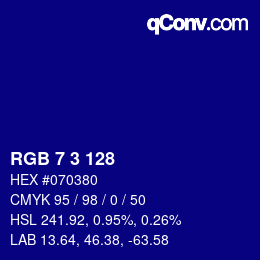 Color code: RGB 7 3 128 | qconv.com