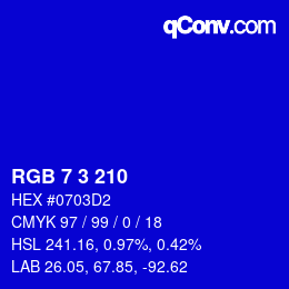 カラーコード: RGB 7 3 210 | qconv.com