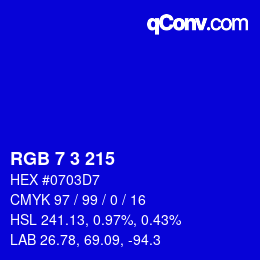 カラーコード: RGB 7 3 215 | qconv.com