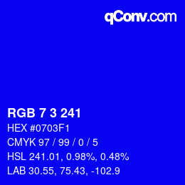 Color code: RGB 7 3 241 | qconv.com